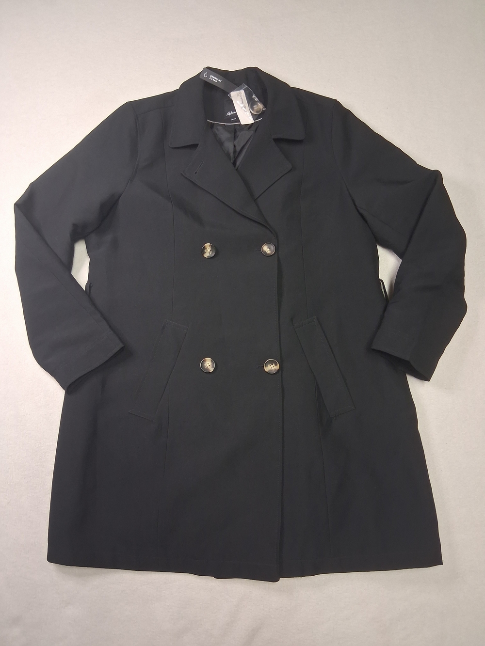 Reitmans Black Double-Breasted Pea Coat with Gold Buttons